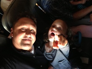 Daddy and Ava mid-flight