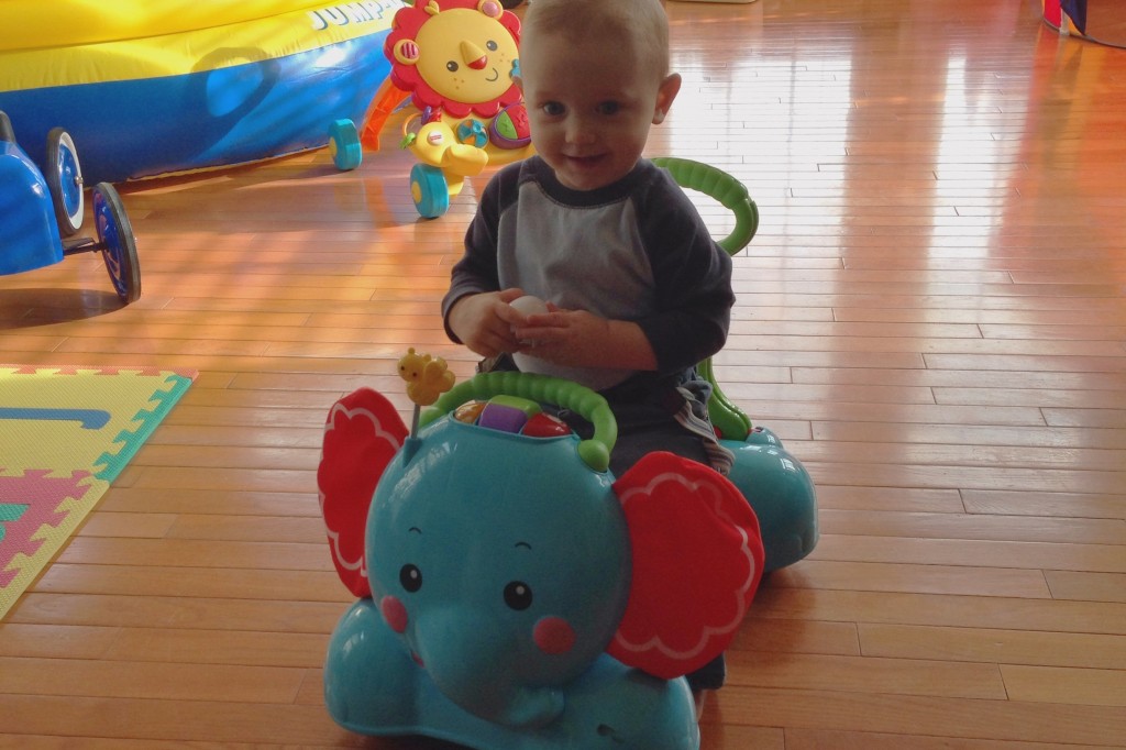 Mason sitting on FP Elephant