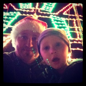Charlie and Daddy enjoying the lights