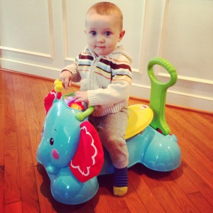 Mason on Bounce Stride and Ride Elephant
