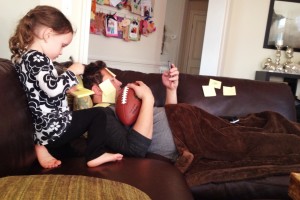 Ava and Daddy watching football