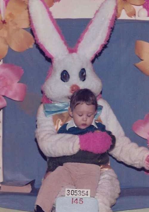 Adrian with Easter Bunny as a kid
