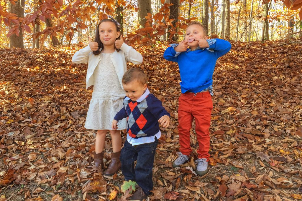 Ava Charlie and Mason in tgiving outfits outtake