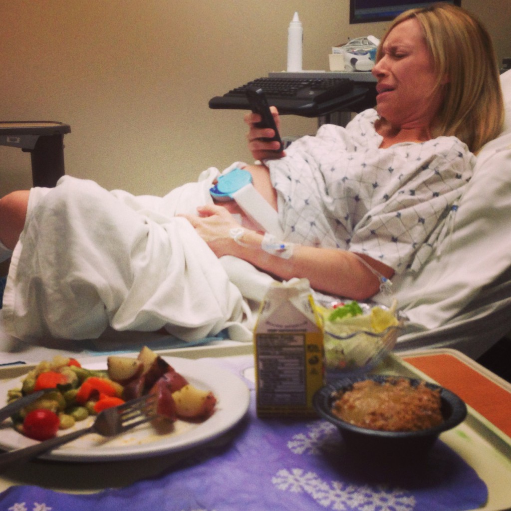 Adrian eating while Jen has contractions